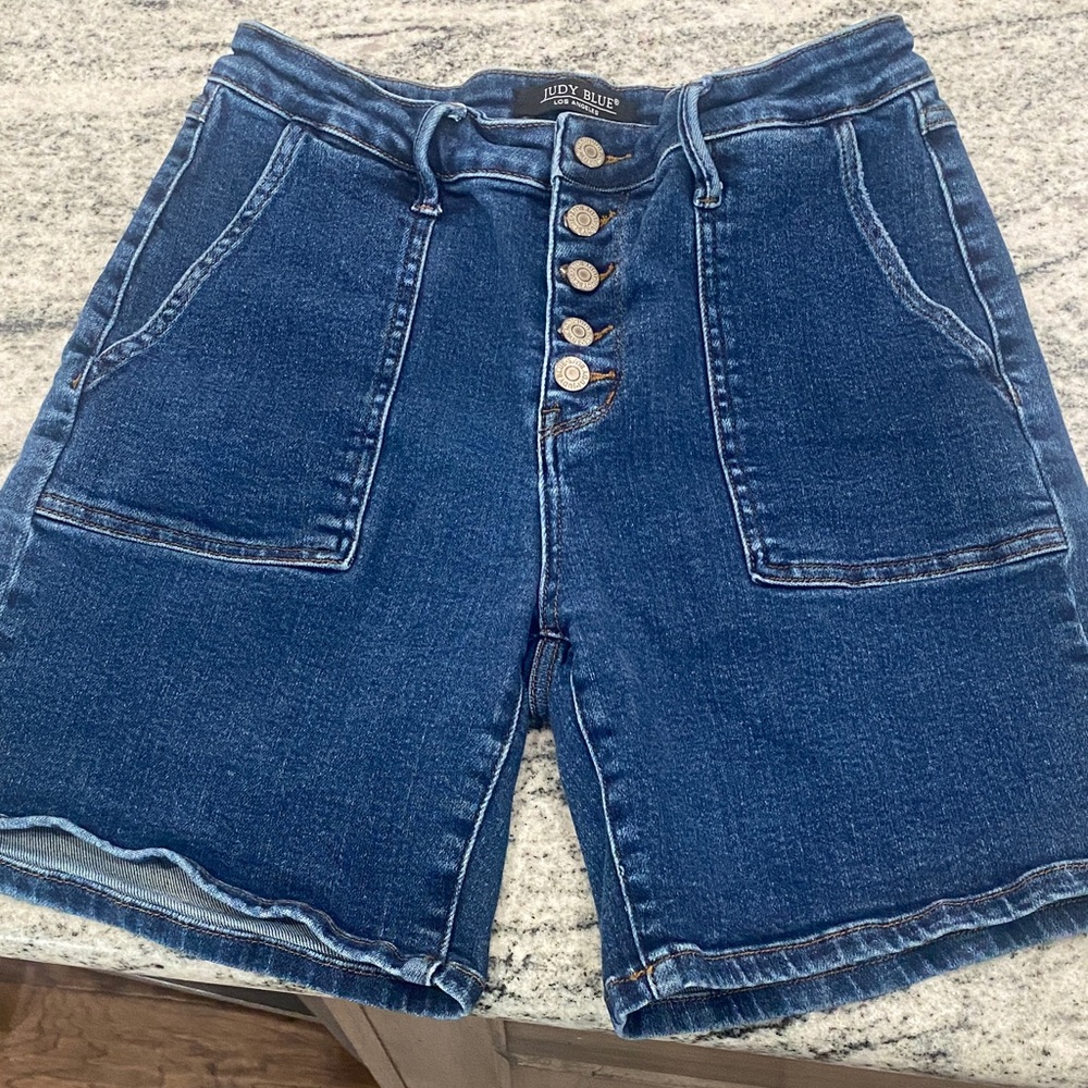 Judy Blue Dark Wash Jean Shorts with Button Fly